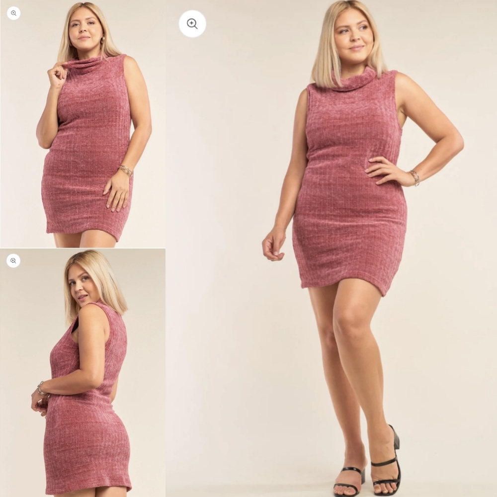 Plus Size Ribbed Knit Mini Dress